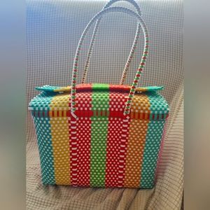 100 percent handmade plastic woven tote bag